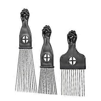 3stk Metal Afro Kam Pick Kam Frisure Styling Værktøj