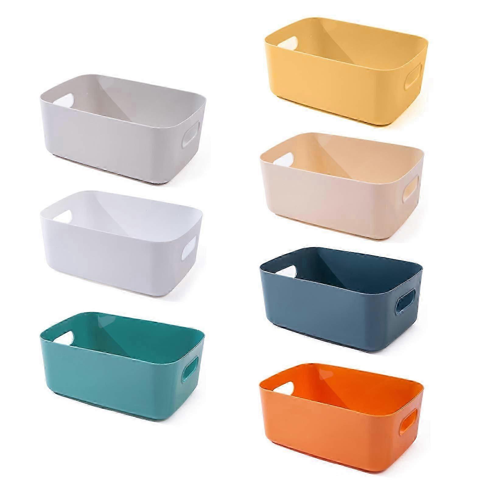 Plastic Storage Basket, Set of 7 Stackable Storage Baskets with Hand KEP
