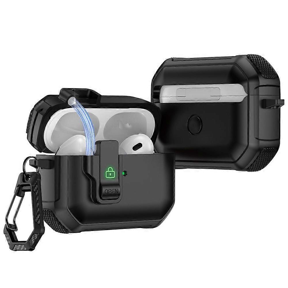 Compatible For AirPods 4 Earbuds Case One-Press Open TPU + PC Earphone Protective Cover with Carabiner