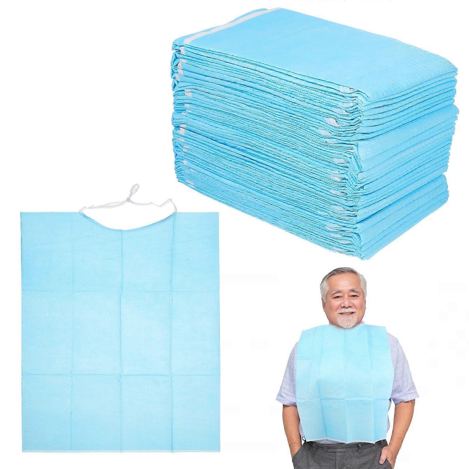 30Pcs Practical Elders Towels Portable Waterproof Feeding Bibs (Sky-blue)