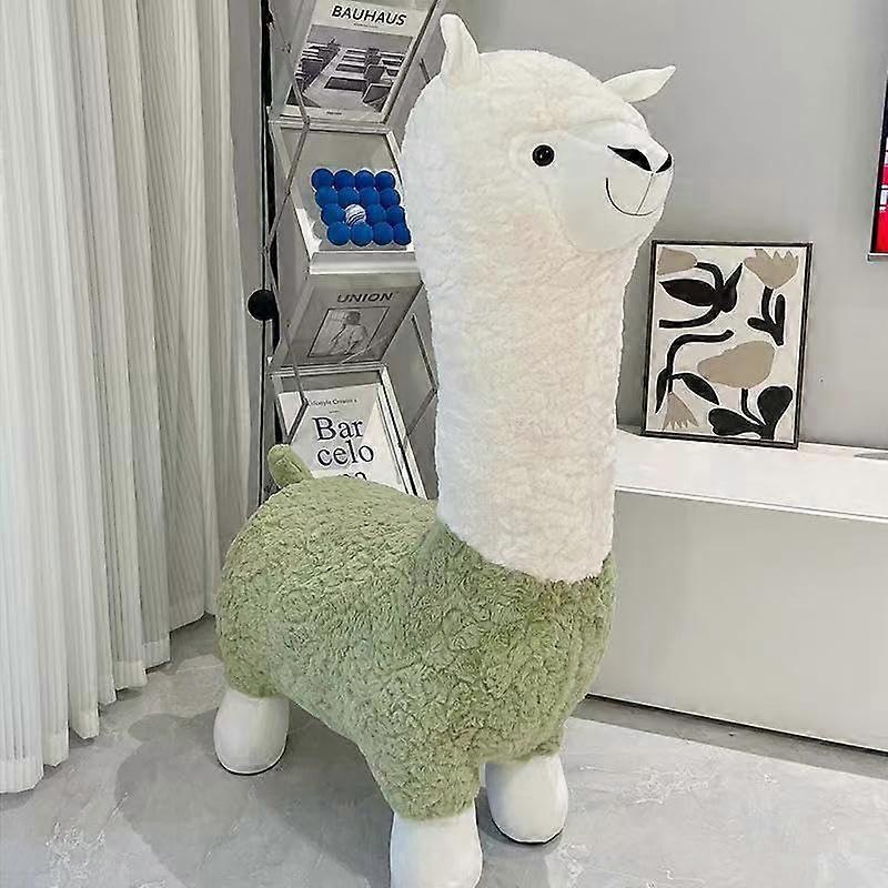 Alpaca Stool Upholstered Footrest Lamb's Fleece Fabric Shoe Changing Stool Leisure Chair 120cm Model 04
