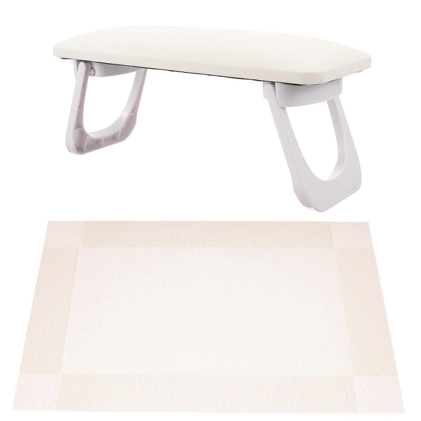 Arm Rest Pillow Set for Nail Art Process and Professional Salon Use Made of White Plastic