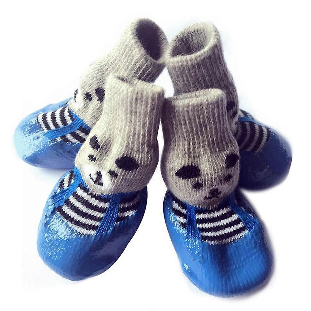 Doggie Socks with Cartoon Prints for Pet Use Cotton Material 8Pcs Blue
