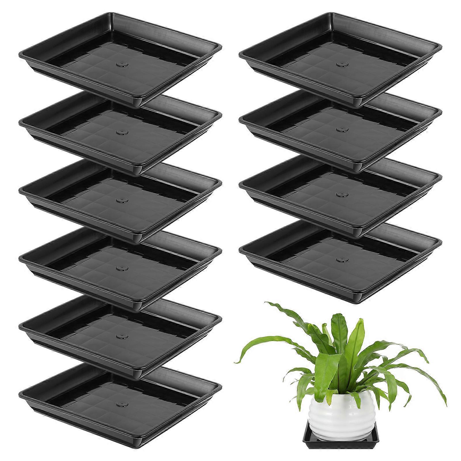 Garden Pot Tray Resin Tray Square Design For Protecting Surfaces And Maintaining Moisture 10Pcs