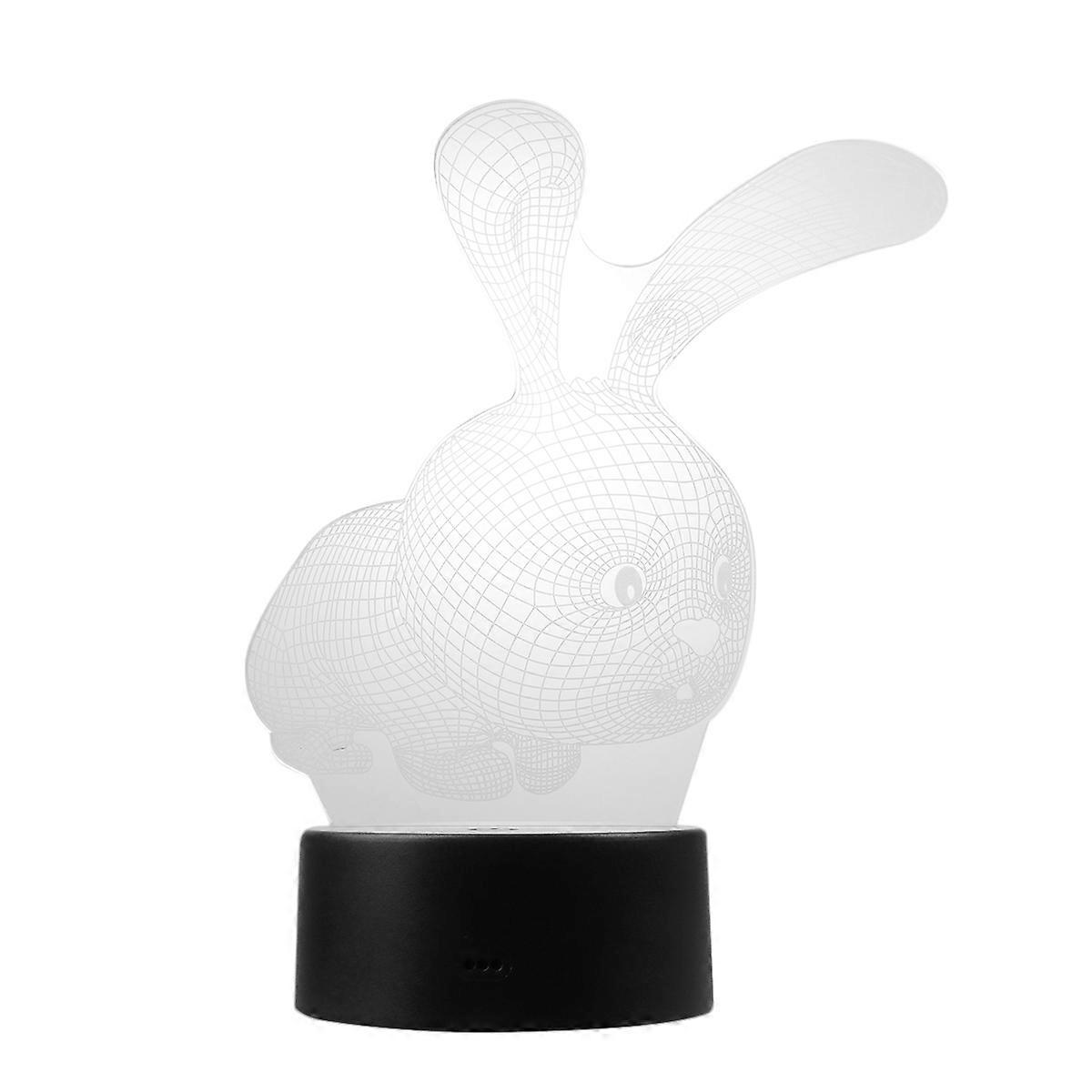 Rabbit Illusion Light 3D Acrylic Lamp for Decoration 2Pcs Black Touch