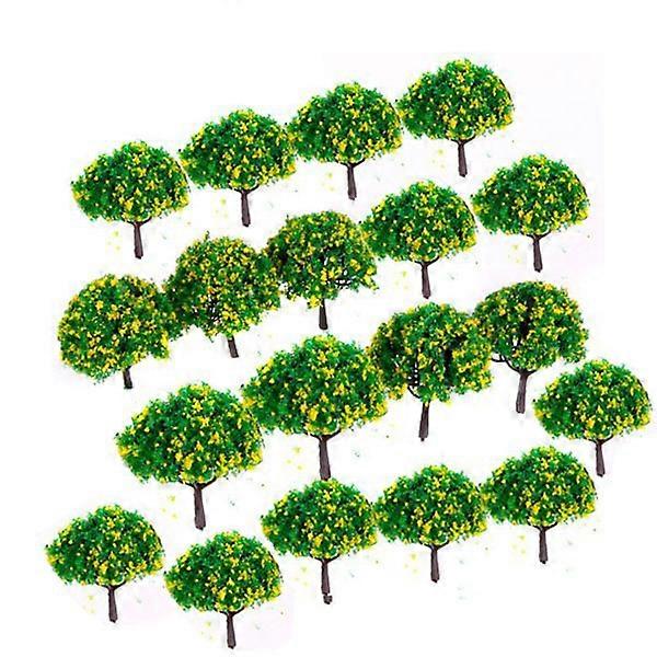 Scenery Tree Model Landscape 40Pcs Train Trees Green with Yellow Flowers