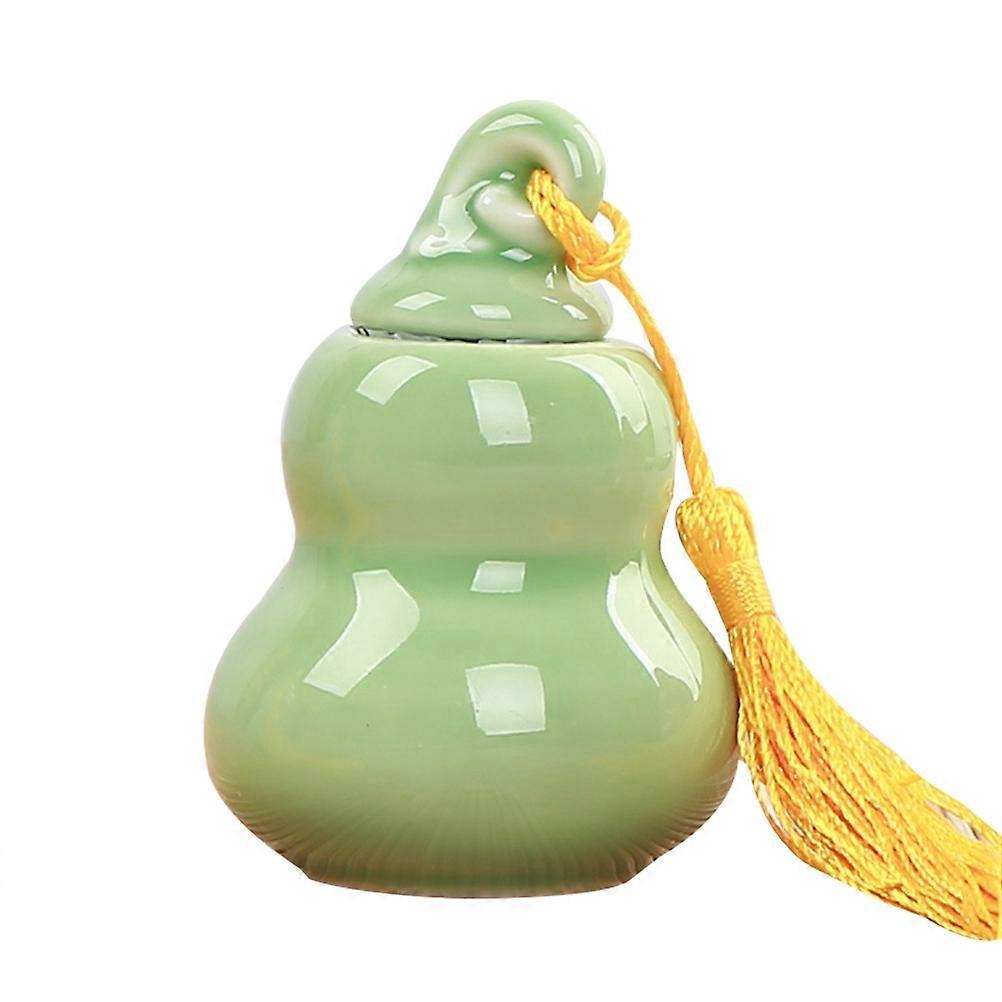 Ceramic Jar Mini Tea Jar for Storage 3Pcs Green Gourd Shape Bottle