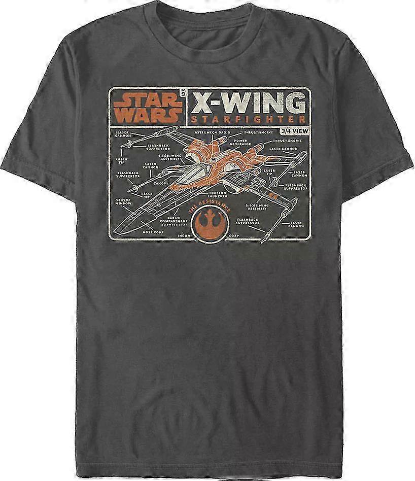 X-wing Starfighter Schematic Star Wars T-shirt Rockinstone