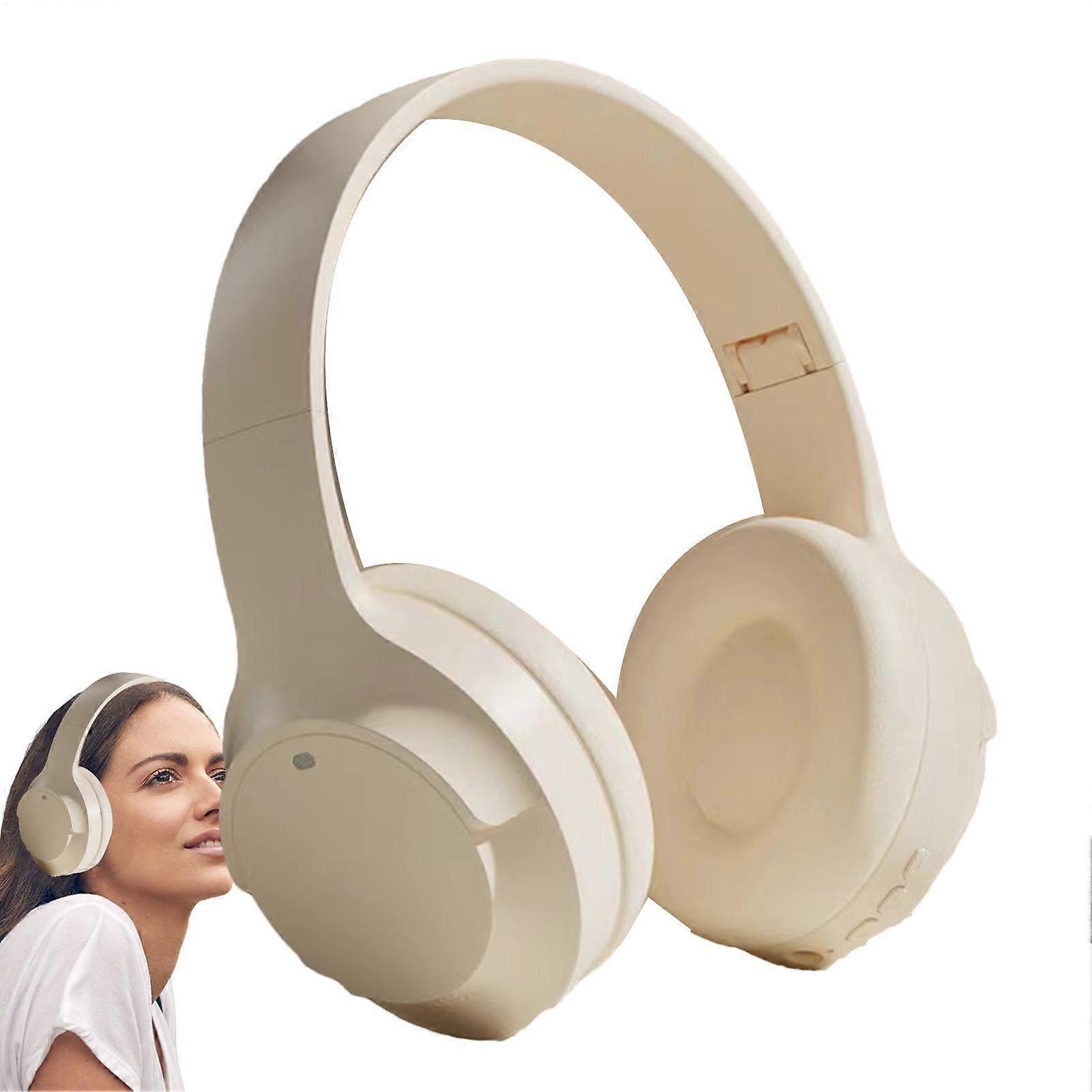 Noise Cancelling Headphones Foldable OverEar Bluetooth Wireless BuiltIn Microphone And Controls 10m Range Beige