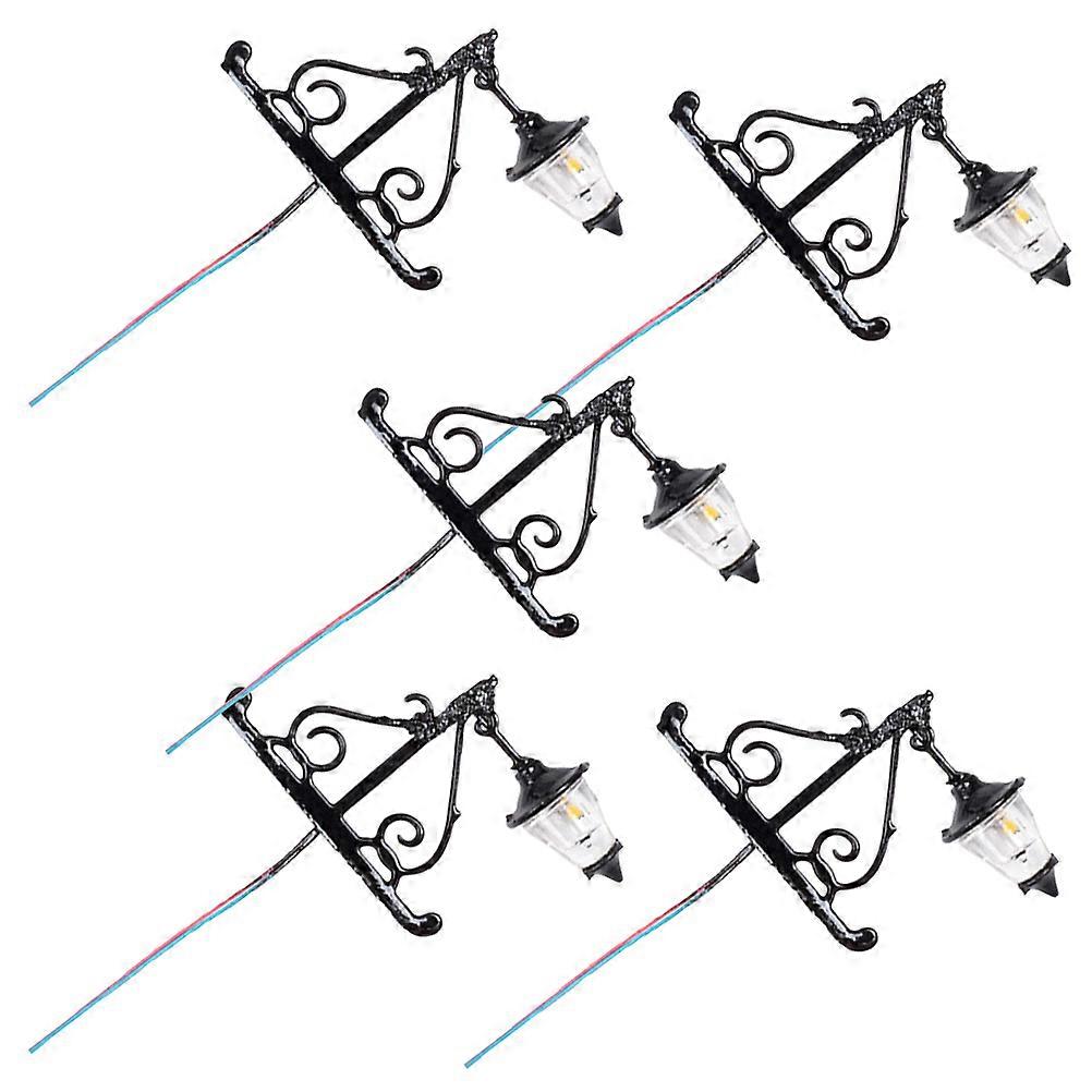 Miniature Wall Lights Black ABS Model for Home Decoration 5Pcs