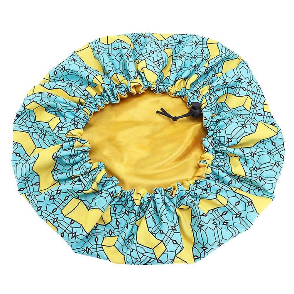 Double Layer Woman Sleeping Hat Printed for Sleeping Use 3Pcs Light Blue