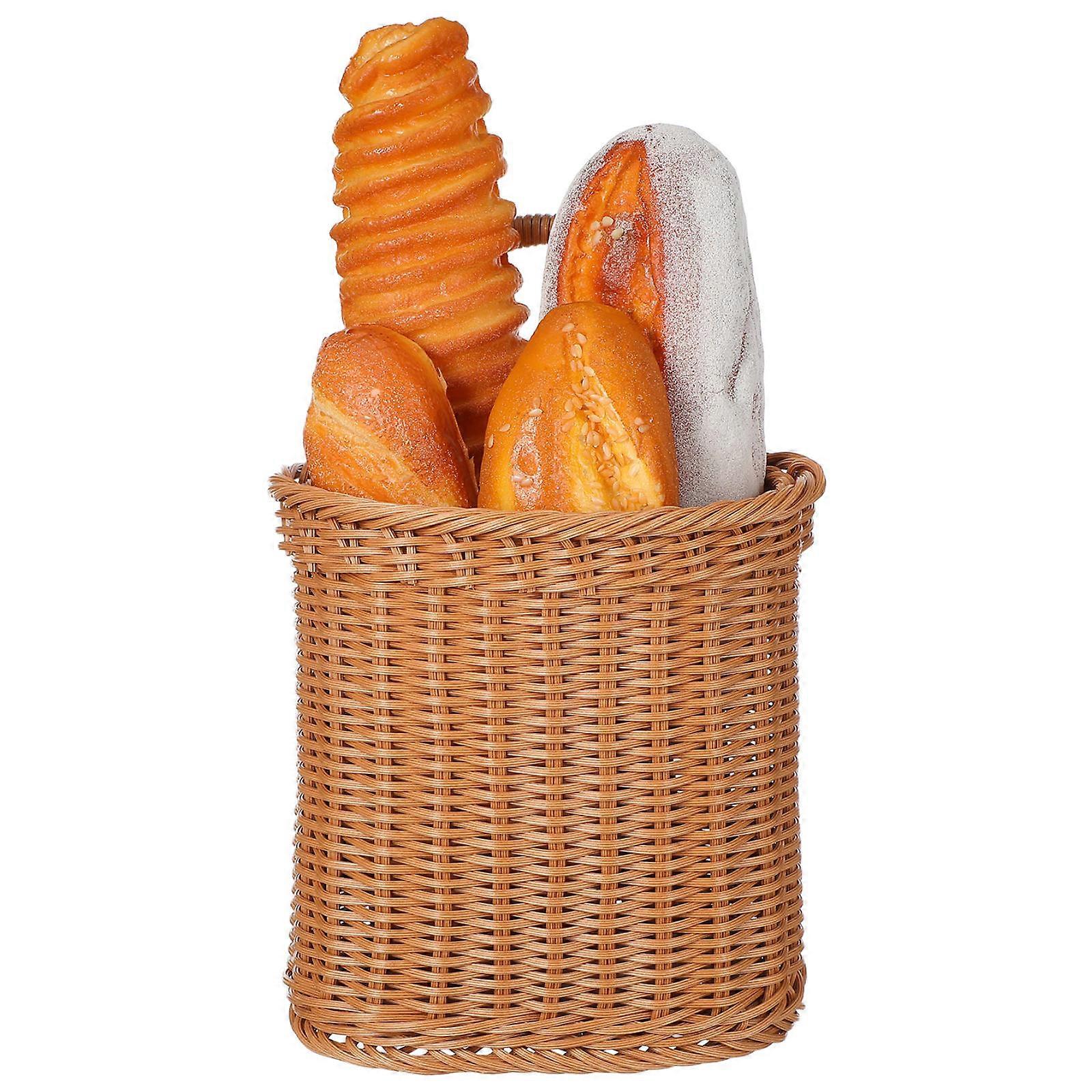 Brown Plastic Basket Woven Storage Container for Hanging 4Pcs Handmade