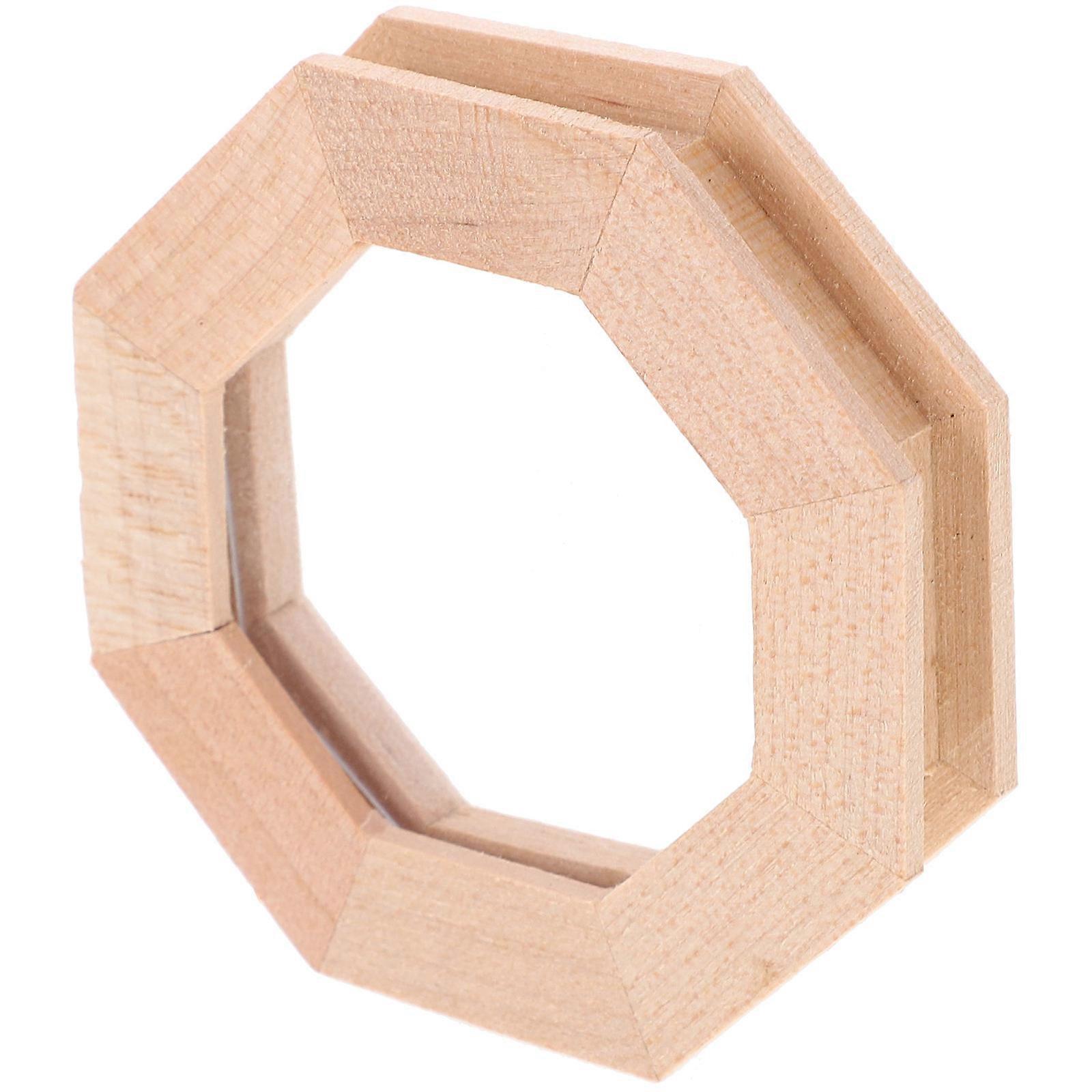 Craft Wood Window Frame for Doll House 3Pcs Khaki DIY Wooden Model