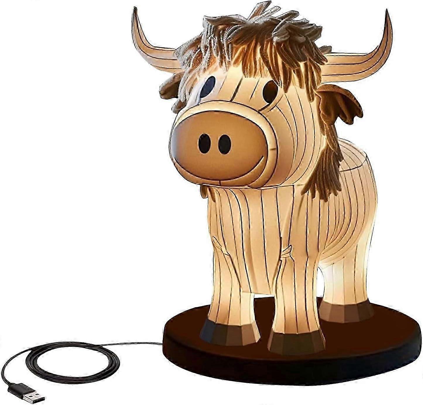 Cow Table Lamp 3D Animals Night Light, Retro Bedside Lamp USB Plug, Nightstand Lamp Side Table Lamp Decor, Lighted Cow Desk Lamp