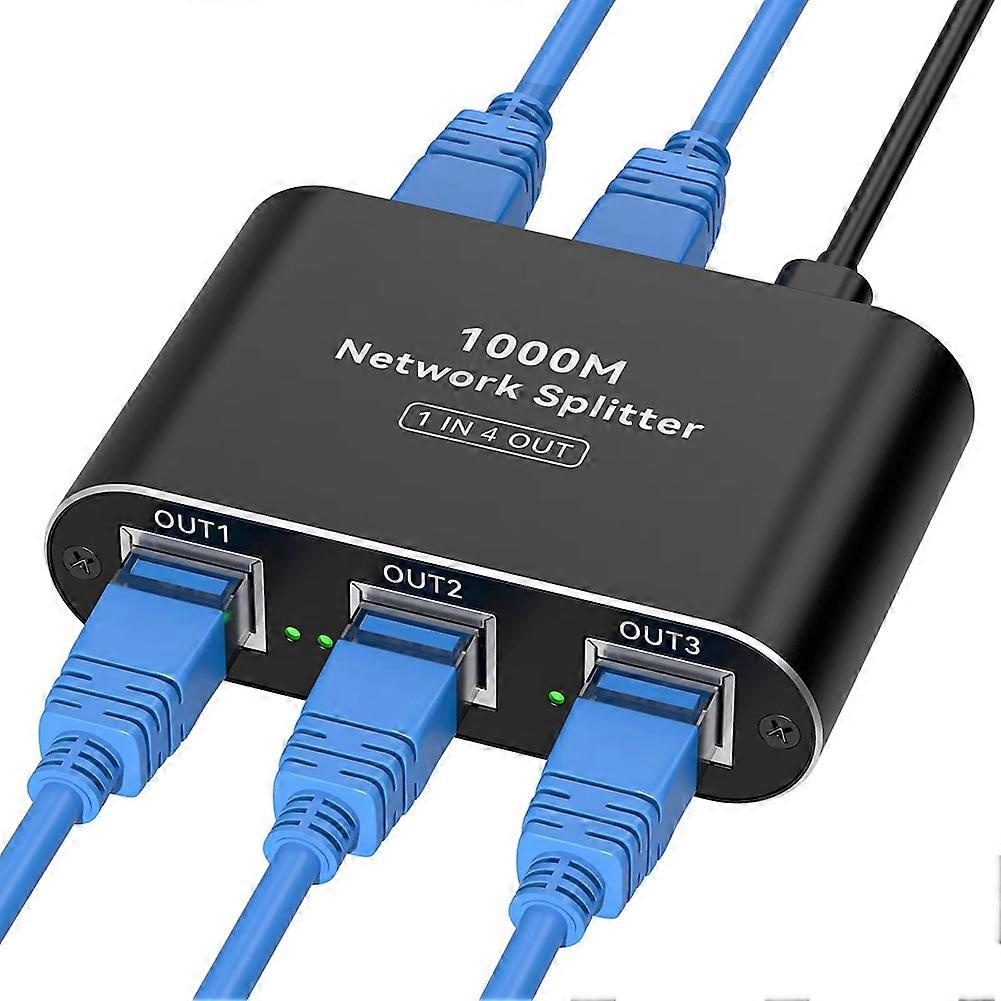 RJ45 LAN Splitter 1 to 4 1000Mbps Aluminium Network Switch