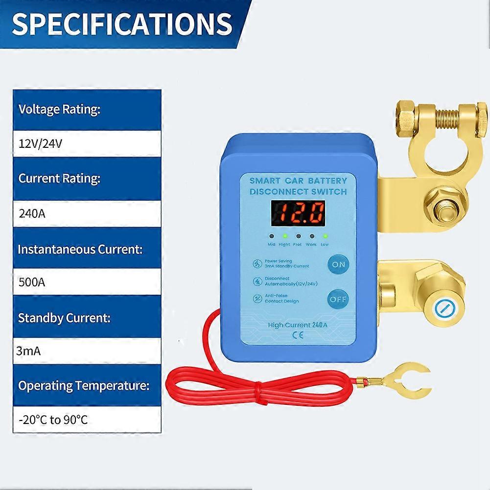 Remote Battery Disconnect Switch for Auto Car Blue