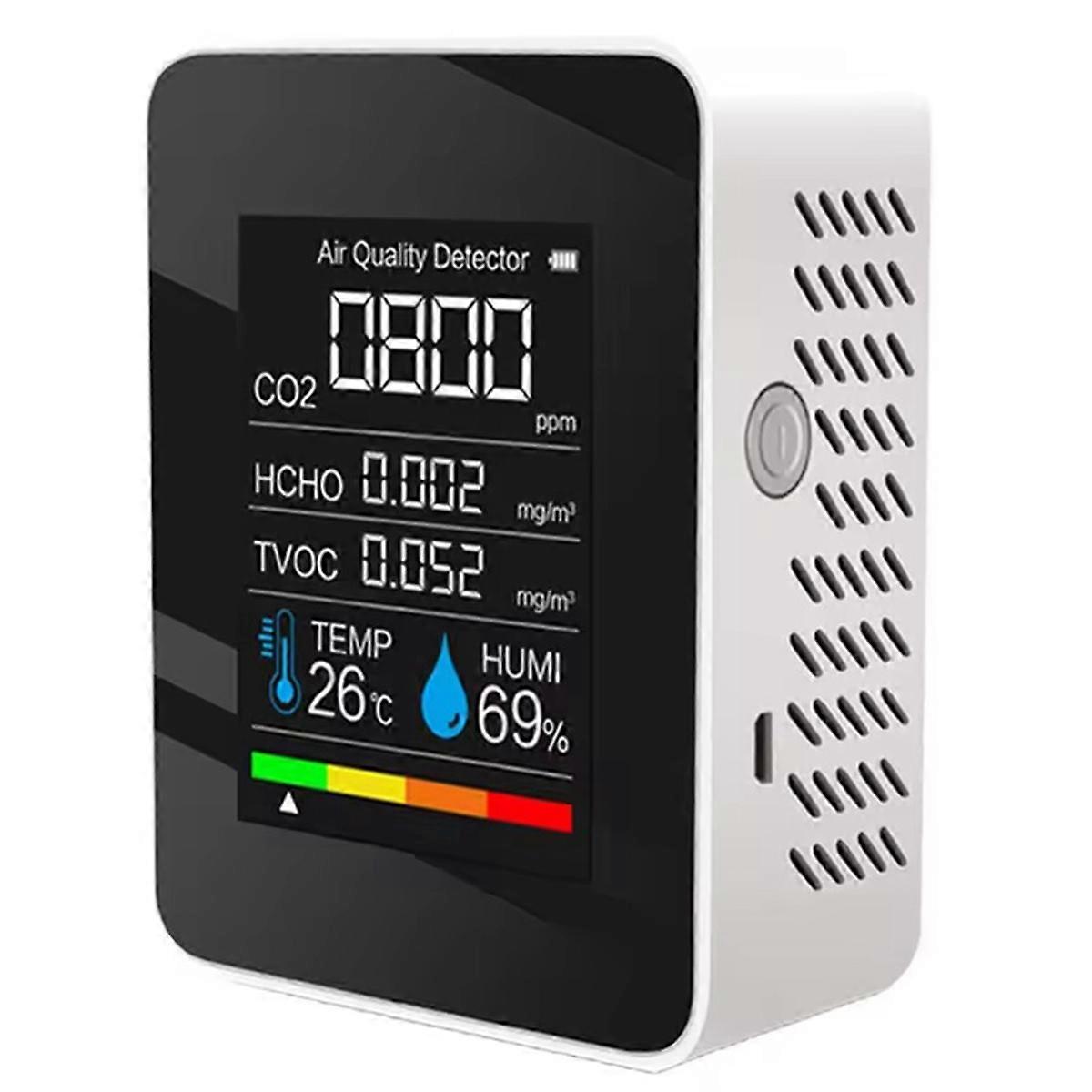 Luchtkwaliteitsmonitor 5 in 1 Luchtkwaliteitsdetector CO2-detector Wit