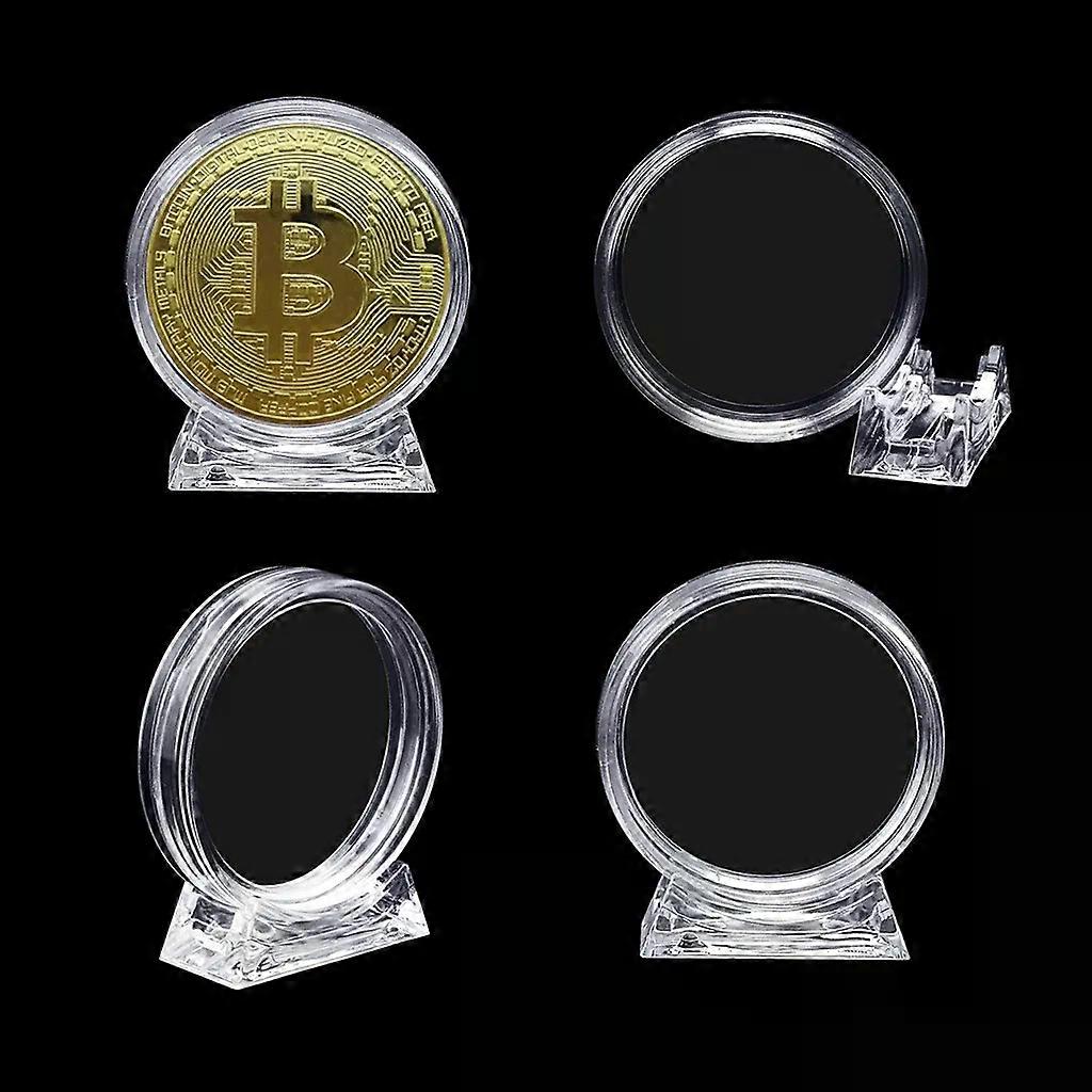 10PCS 40mm Coin Capsule Display Stand Acrylic Round Coin Collecting Storage Box Case for Coin Collection Holder Container