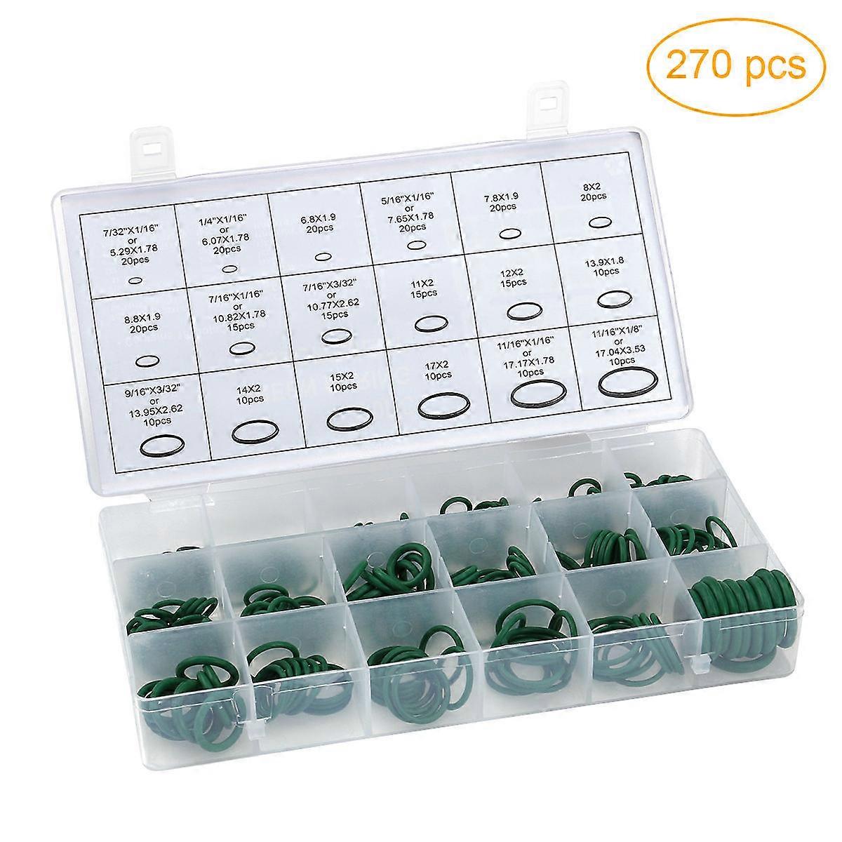 Auto Rubber Seal Ring Gasket for Sealing Use 270Pcs Assorted Set Green