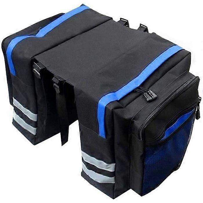 Bicycle Backpack Rear Rack Double Bag Waterproof Saddle MTB - Blue
