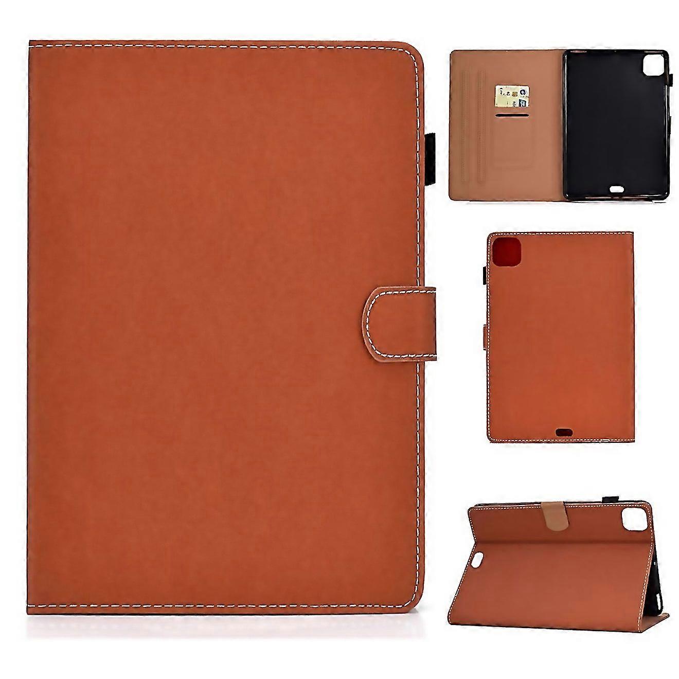 For Ipad Pro 11 Sewing Thread Horizontal Solid Color Flat Leather Tablet Case With Sleep Function Pe