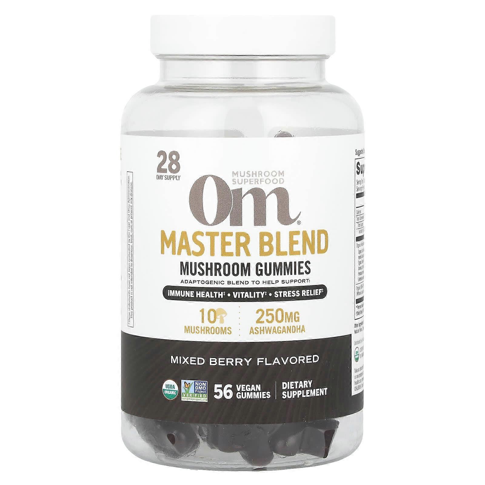 Master Blend, Mushroom Gummies, Mixed Berry, 56 Vegan Gummies
