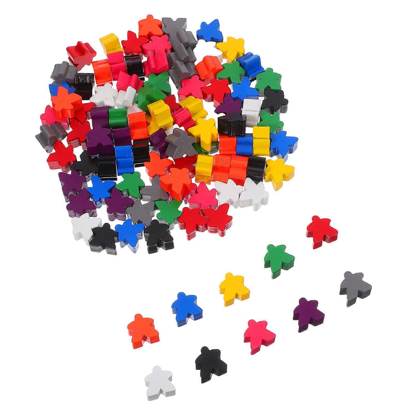 Multi-Color Wooden Meeples Game Pieces for Playing 100Pcs Game Tokens