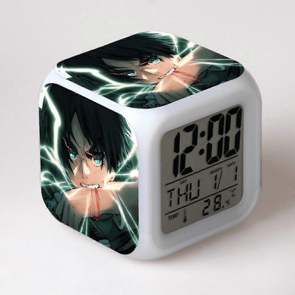 LED Alarm Clock with Attack on Titan Pattern - Glowing Digital Table Clock for Kids, Adults - Gift Idea HTNL#736