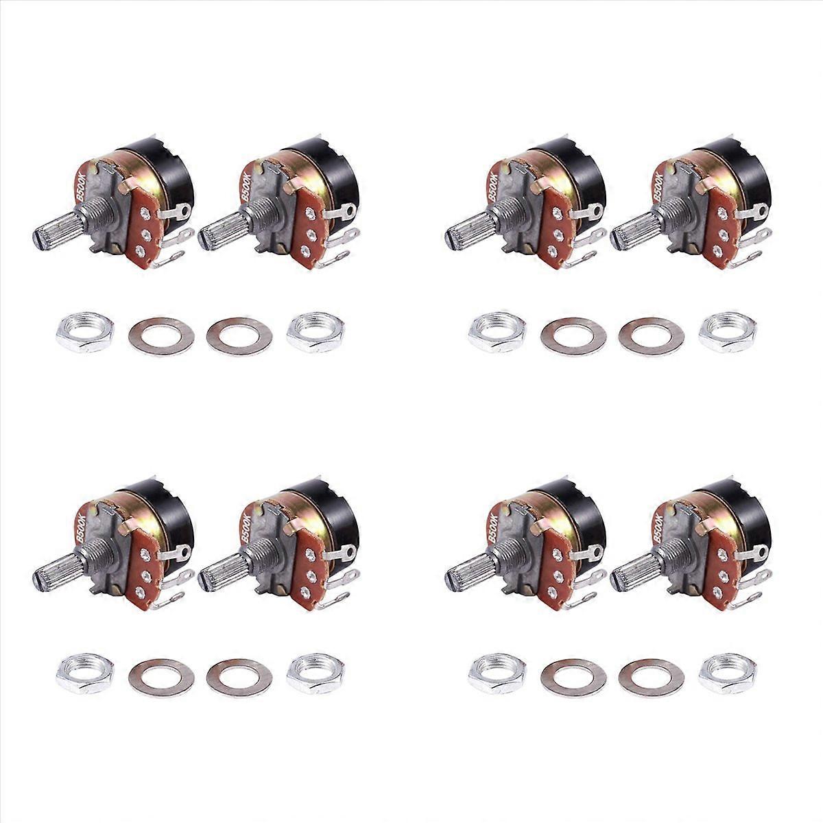 2Pcs 500K Ohm Single Linear Taper Potentiometers with on/off Switch