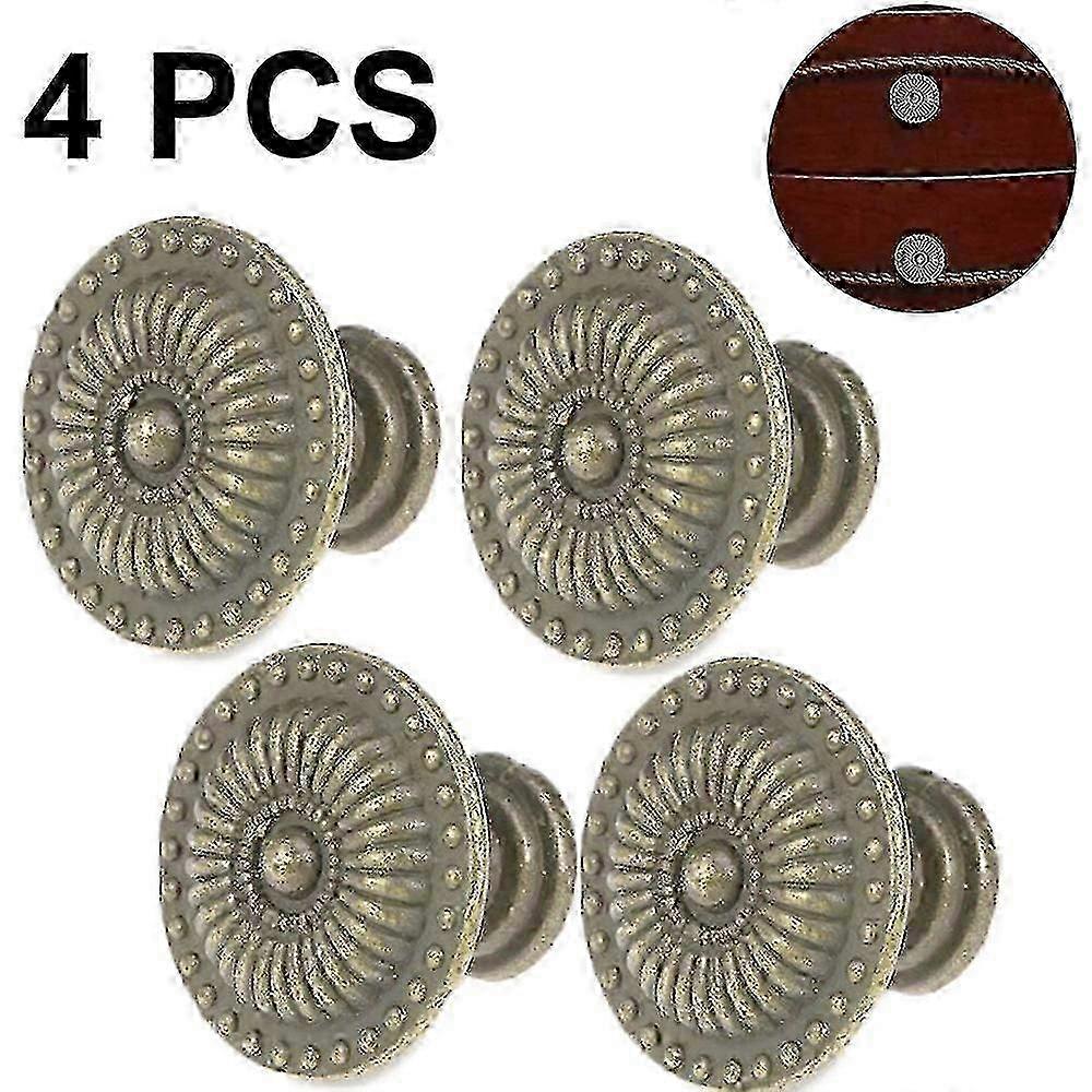 Set of 4 Bronze Retro Drawer Knobs for Cabinet Door Handles