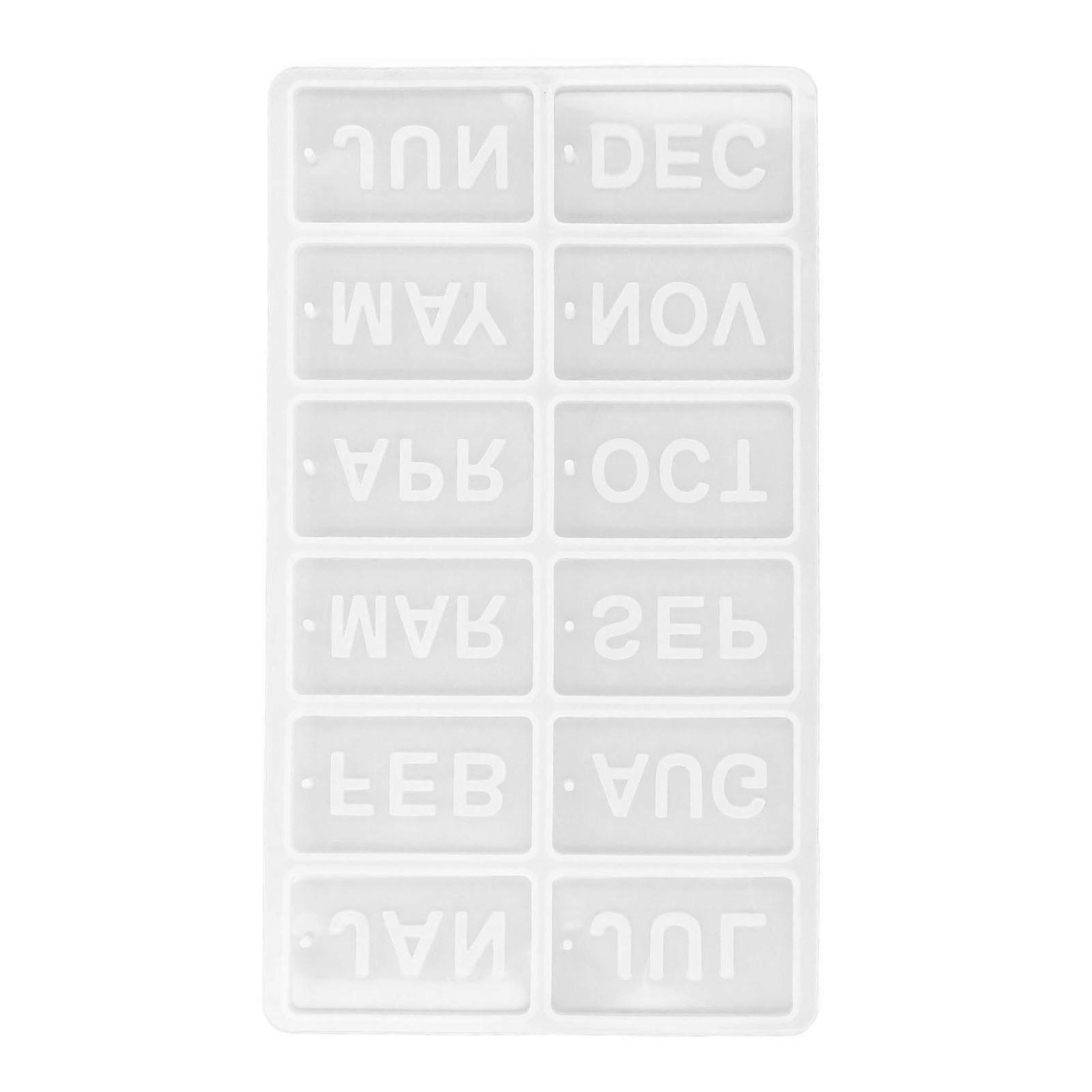Silicone Mold Soft Flexible English Month Number Style Reusable Durable Easy Demoulding DIY Mould 25-26s