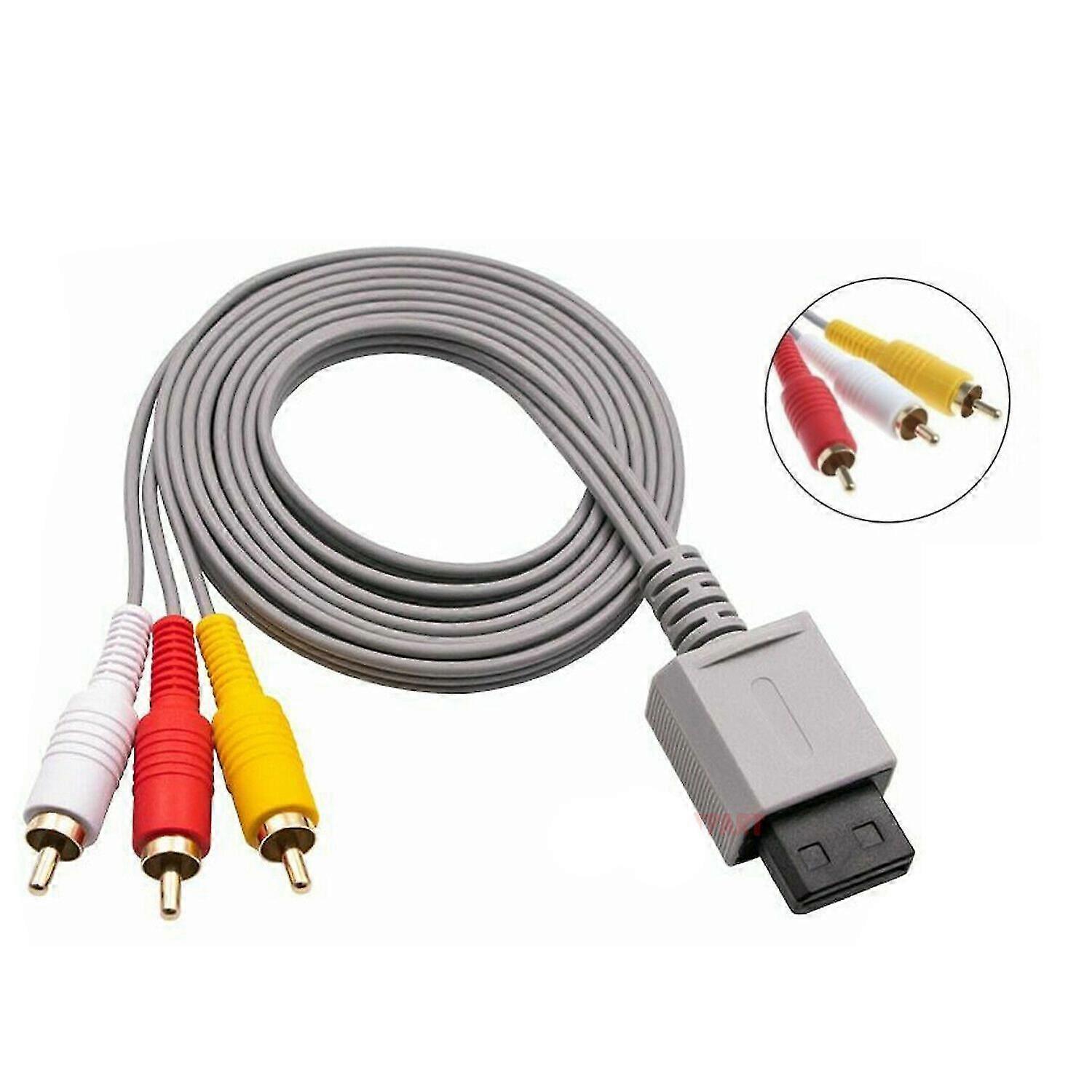 Rca Cable Cord Plug For Nintendo Wii & U Audio Video Tv Av Composite 3 Component