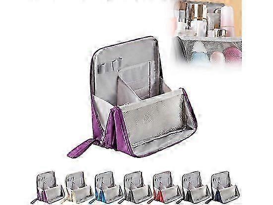 Standing Makeup BagMulti-Purpose Large Capacity Oxford Cloth Standing Makeup Bag Portable Upright Organizer with Compartments Water-Resistant Canvas f