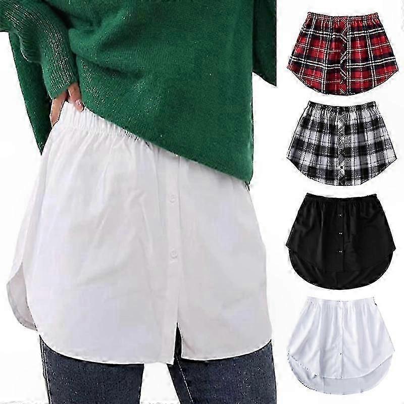 Women's Stylish Shirt Tail Irregular Hem Blouse with Detachable Mini Underskirt