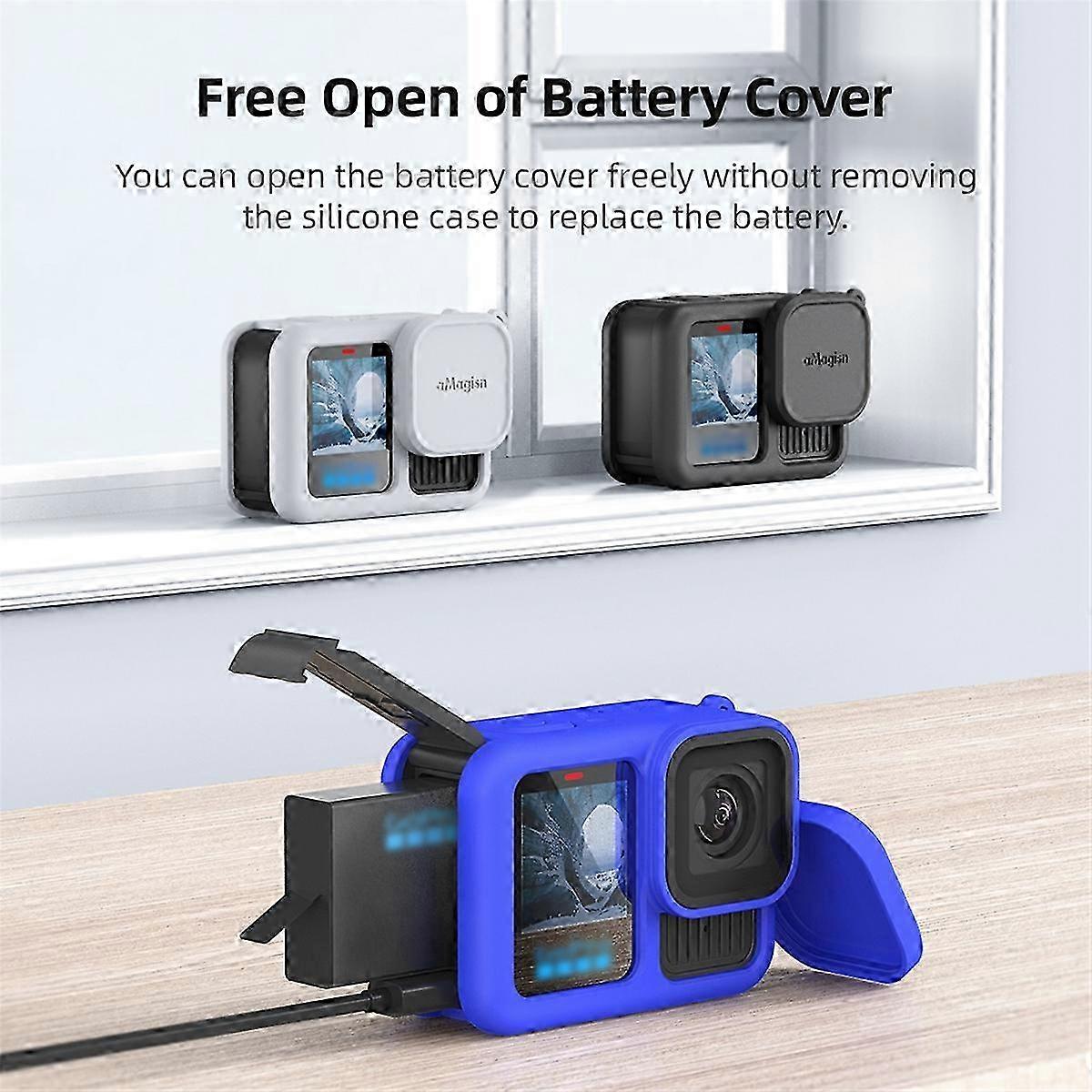 AMAGISN Silicone Case for GoPro 13 Full Protective Cover Blue