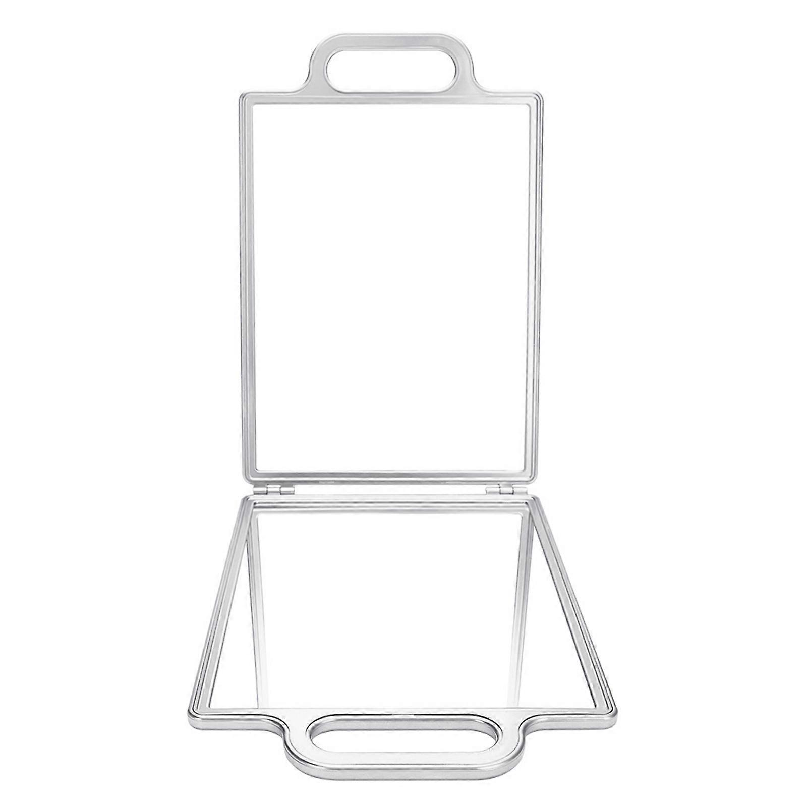 Double View Professional Grooming Mirror Shatter Resistant Glass With Compact Foldable Frame For Precise Cutting  Silver