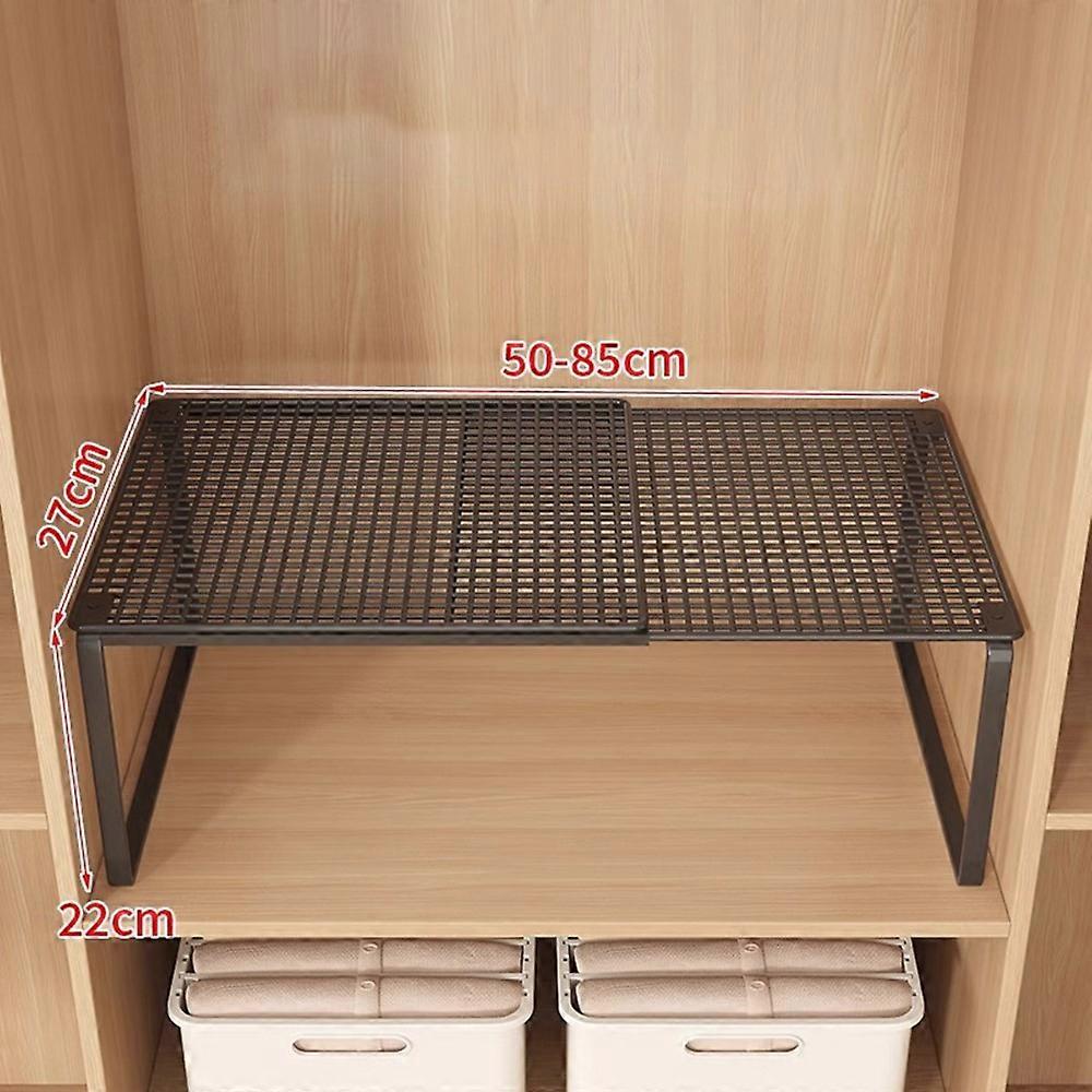 50-85cm Expandable Closet Organizer Shelf Pull-Out Partition Clothes Storage Holder for Space Saving