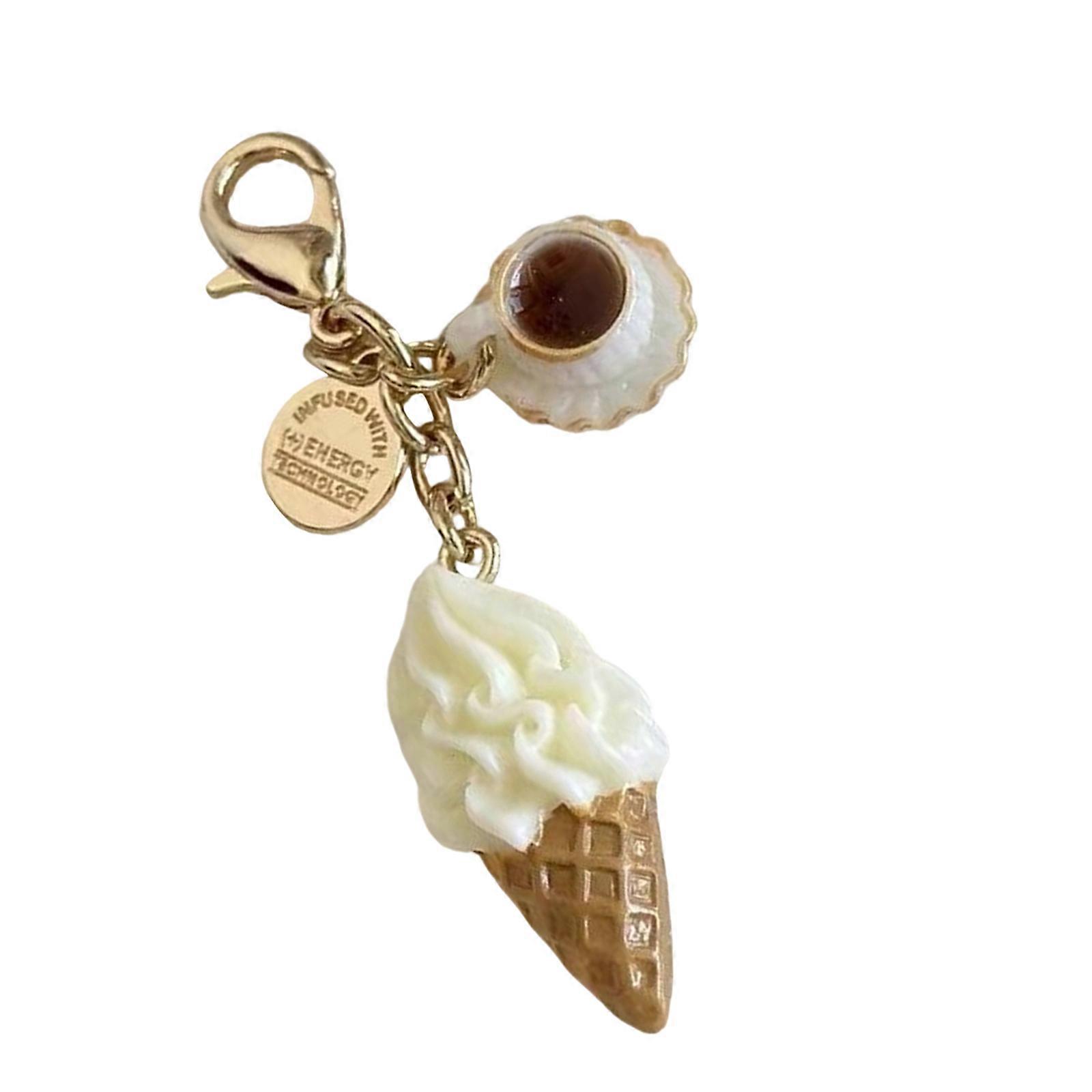 Stylish Ice Cream Buckle Keychain Fun and Functional Designs Suitable for All Ages as Personalize Styles Accessory  White
