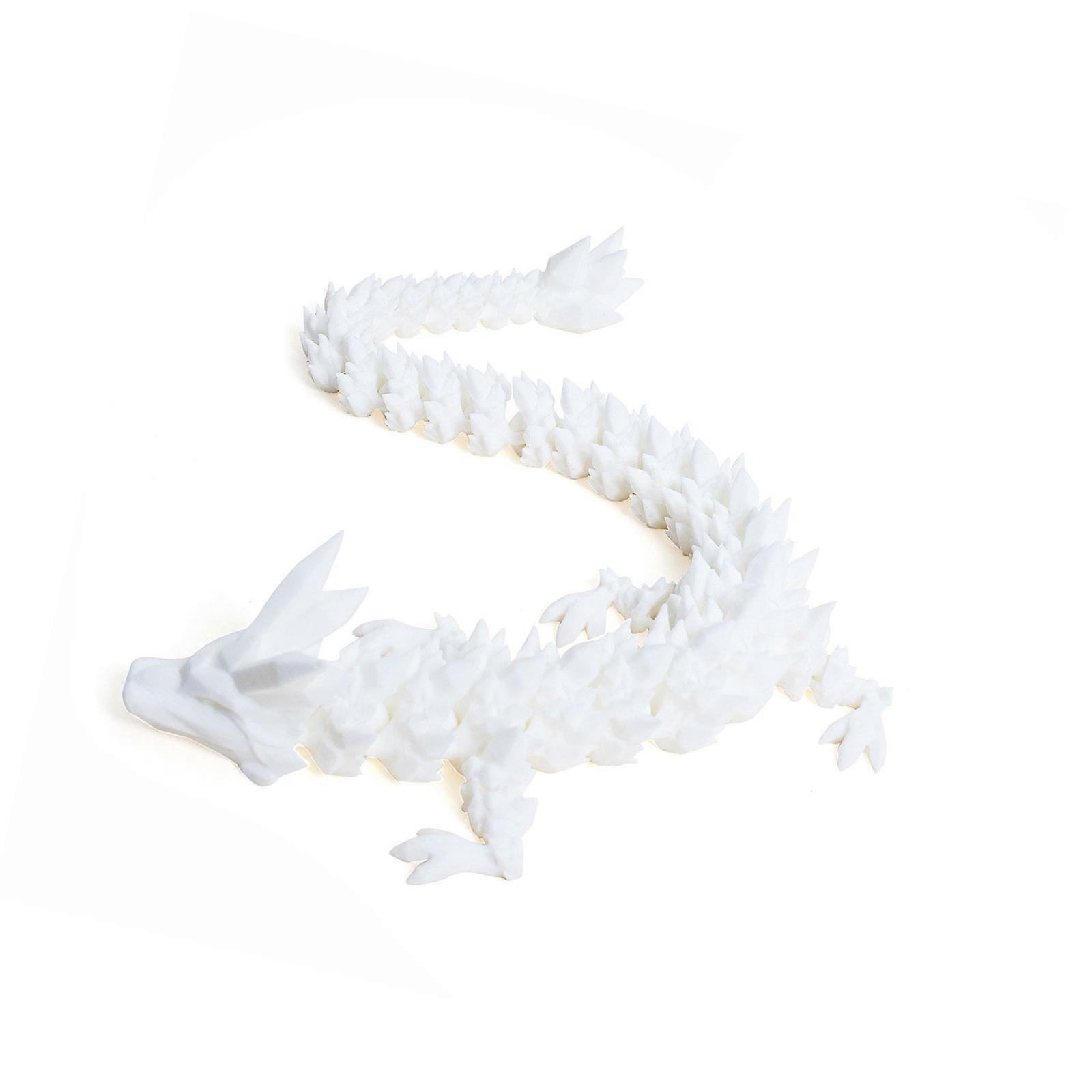 3D Printed Dragon Model Figurine Toy with Vibrancy Color and Moveable Jointed Design For Kids Adult Collector Gifting  White