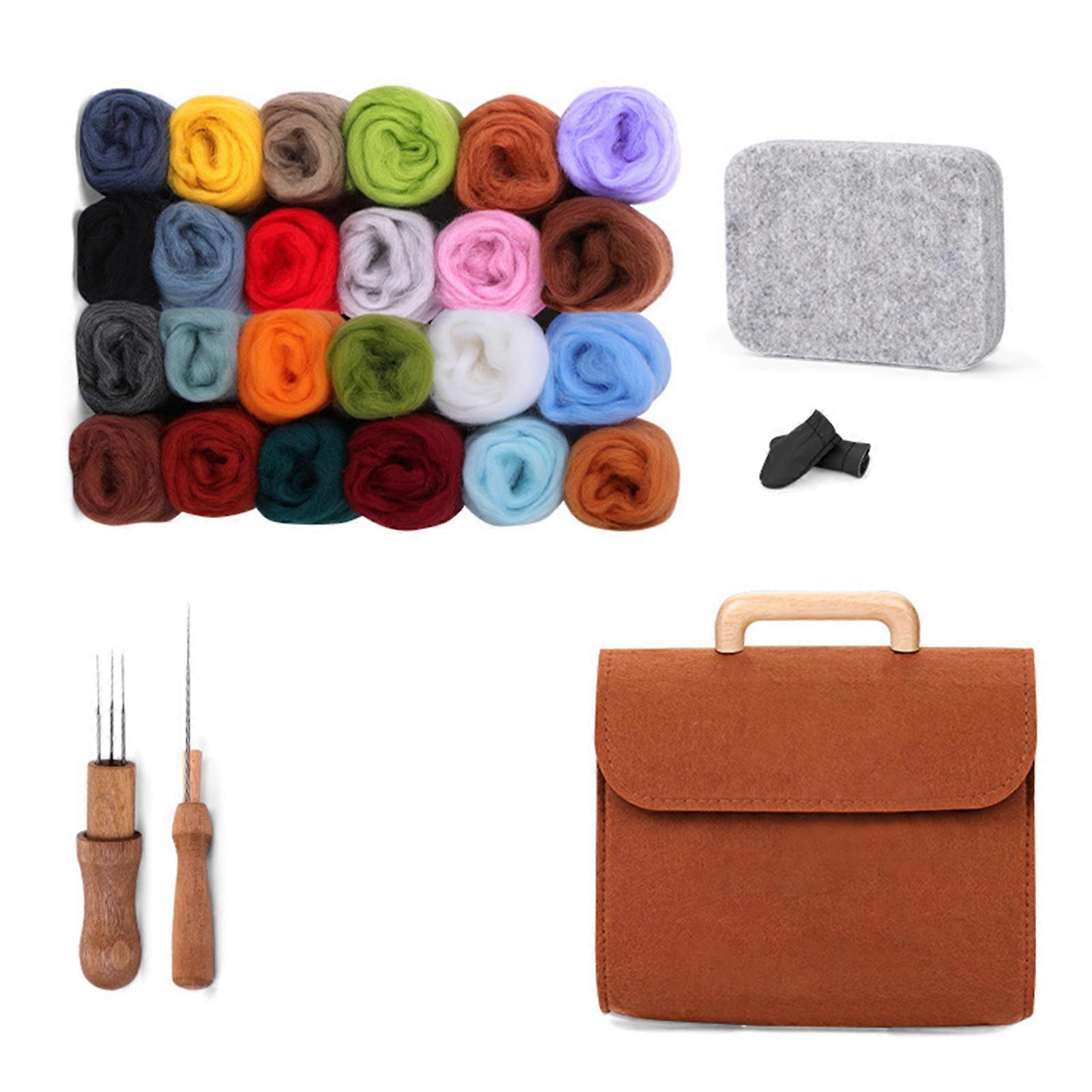 24 Color Needle Felting Supplies with Step by Step Instruction Beginner Animal Needle Felting Set Wool Felting Supplies Multicolor