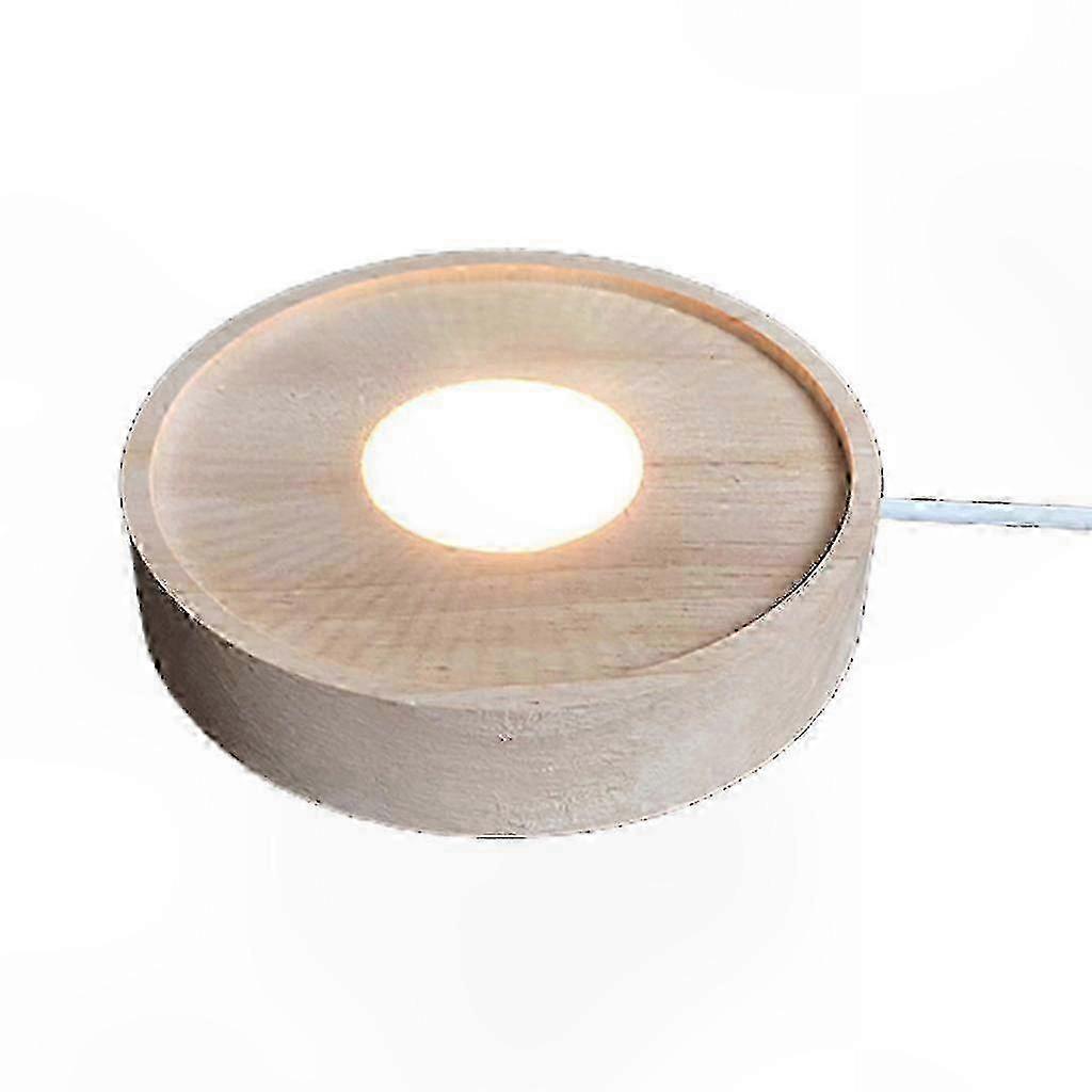 Round Shaped Display Pedestal LED Lights Display Base Crystal Wooden Lighting Bases Stands for Crystal and Glass Display