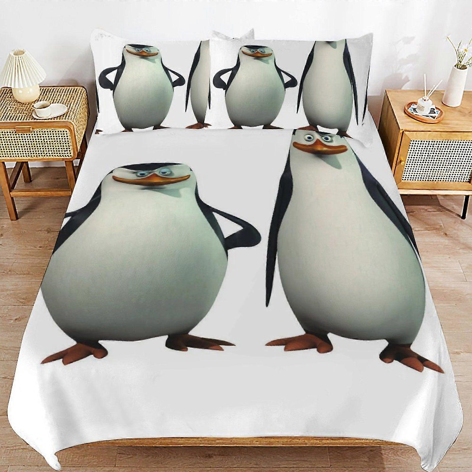 d651 The Penguins of Madagascar Durable Thread Count Secure Zipper Ultra Comfort Texture Duvet Cover Sets Bedding Solution b651