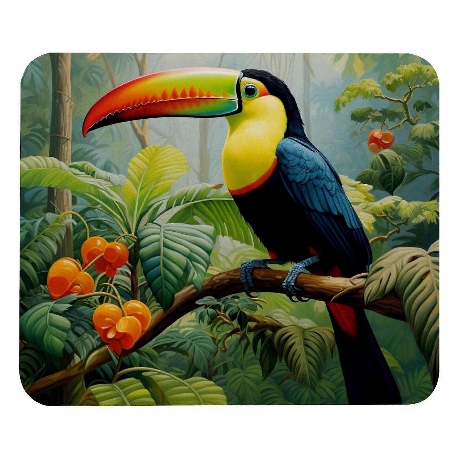 Desk Mat Toucan Green Leaf, Small Desk Pad, Gaming Mouse Pad, Mousepad for Desk Rubber Base Mousepad, Keyboard Mouse Mat for Work, Game, Office, Home