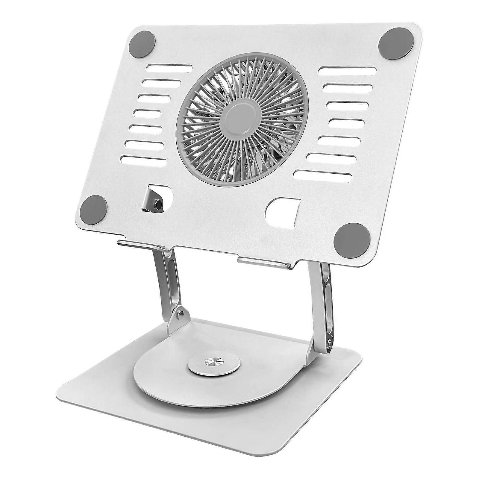 Laptop Cooling Stand, 3Speed Fan, Silver, For 17Inch Laptops, 360Degree Rotation Base