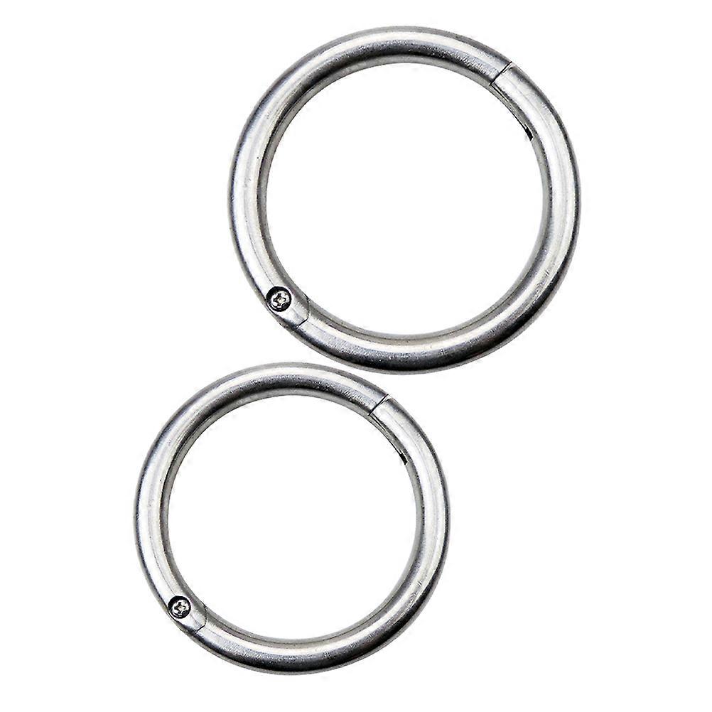 Cattle Traction Ring Stainless Steel Silver Durable Nose Ring for Farm Operations 2Pcs