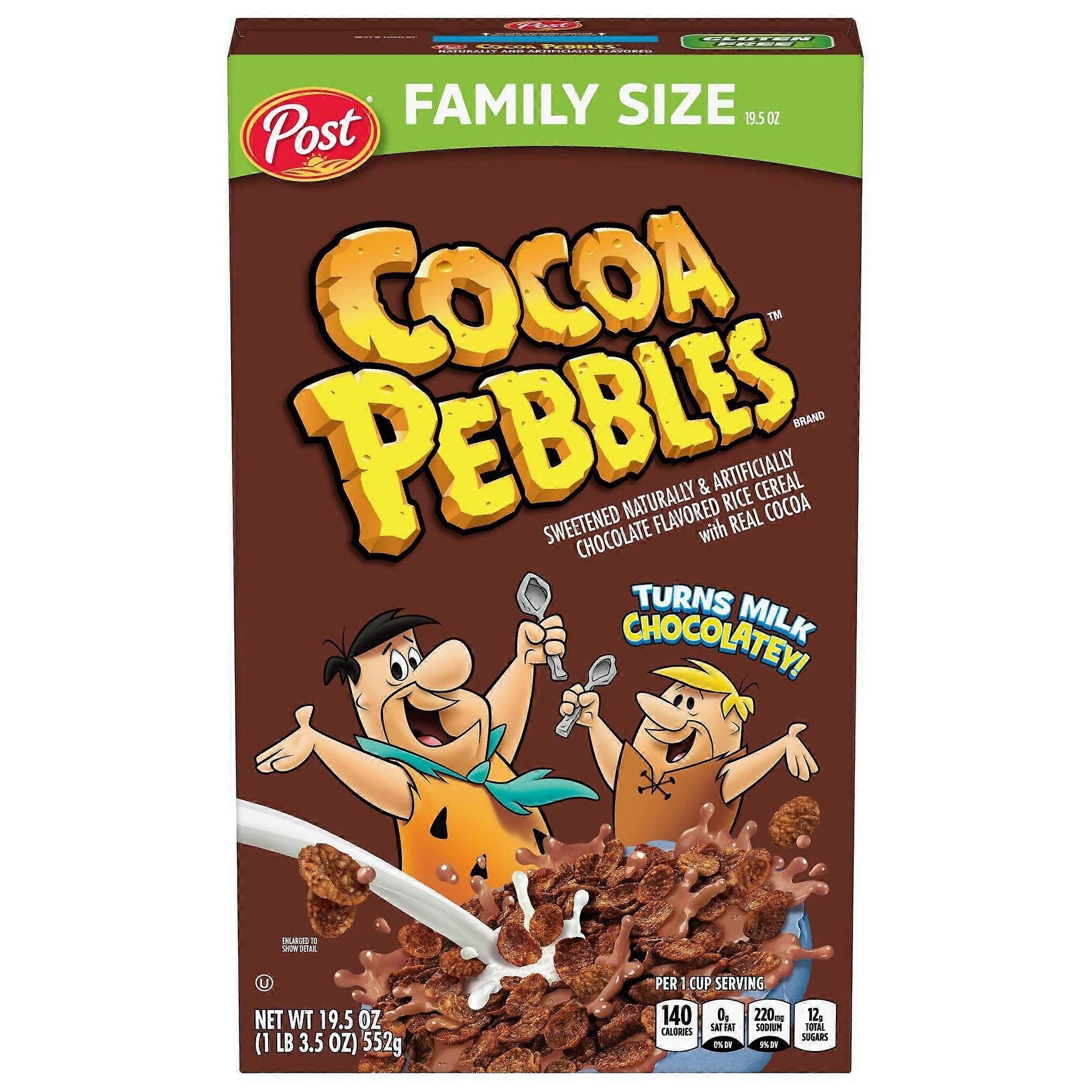Post Cocoa Pebbles Cereal, Family Size, 19.5 Oz