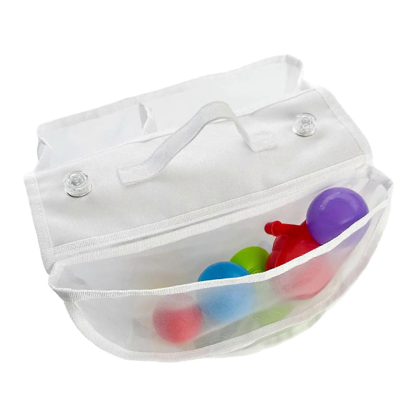 Strong Suction Double Layer Bath Toy Organizer Mesh Storage Bag For Wet Environment Polyester Container Multicolor