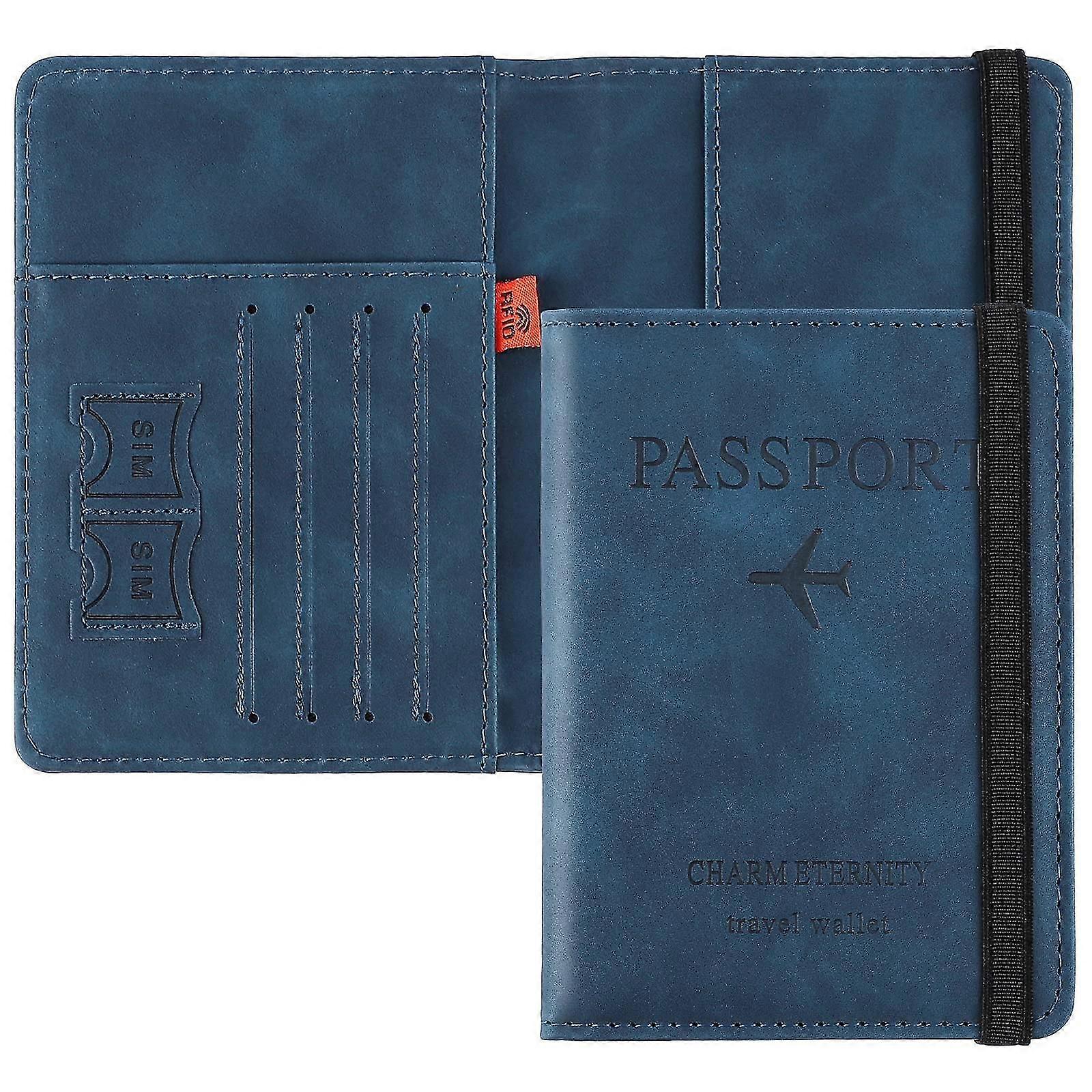 غطاء حامل جواز السفر منظم محفظة السفر ، حقيبة جواز السفر مع حجب RFID ، حامل وثيقة سفر من جلد Pu للرجال