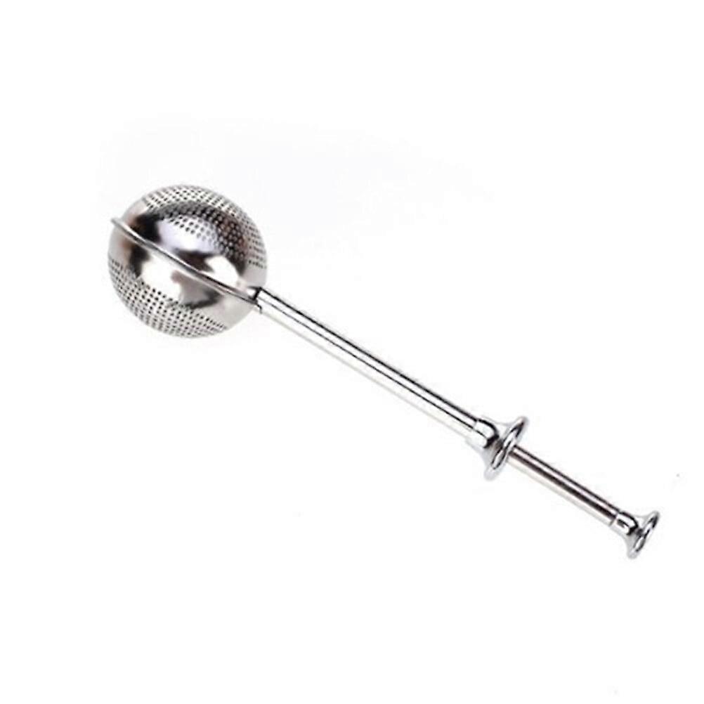 Ball Shaped Stainless Steel Push Style Tea Infuser Strainer (Silver)