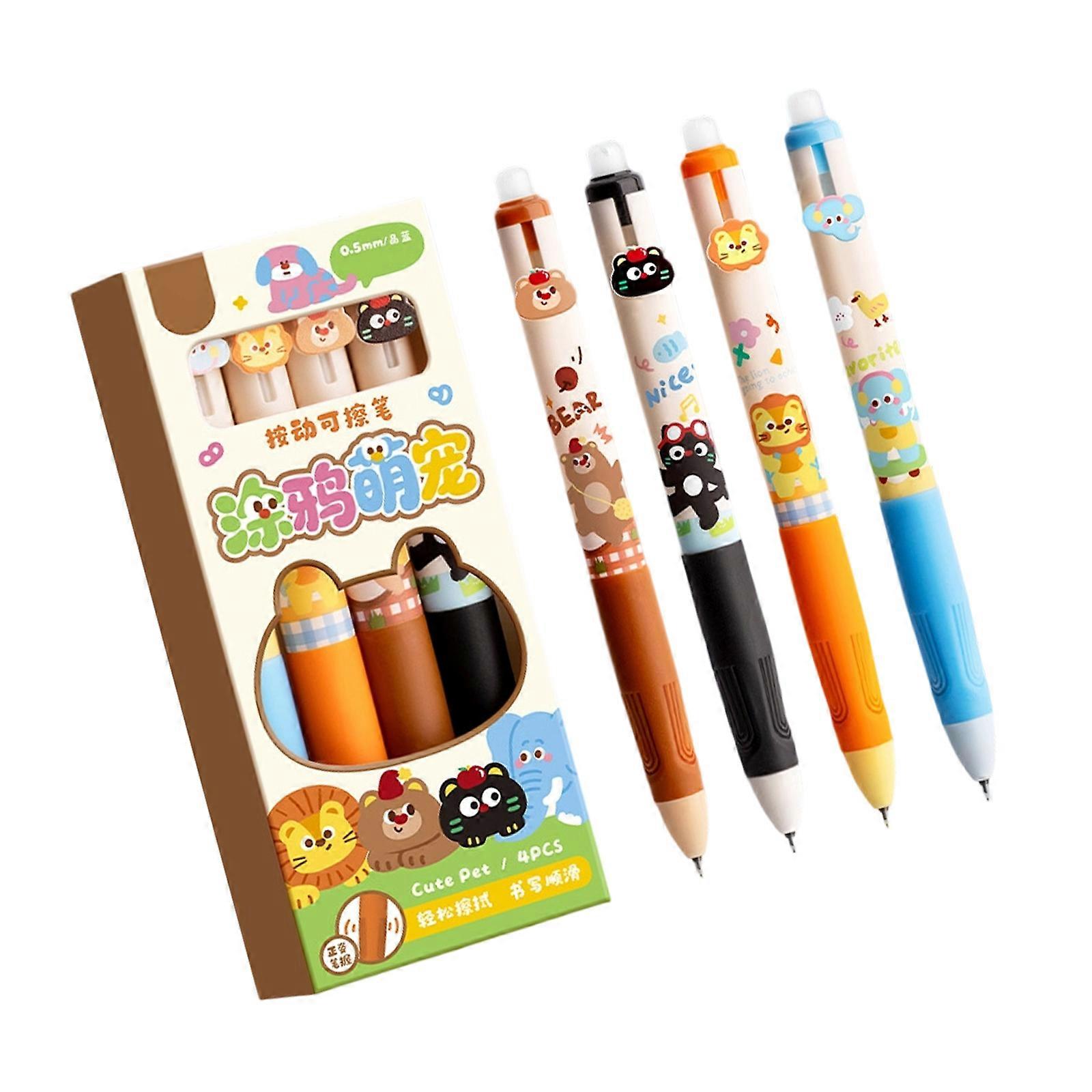 4Pcs/set Office School Use Gel Pen Retractable Quick Dry Gel Pen Set With Friction Erasable Function Comfortable Hold Multicolor
